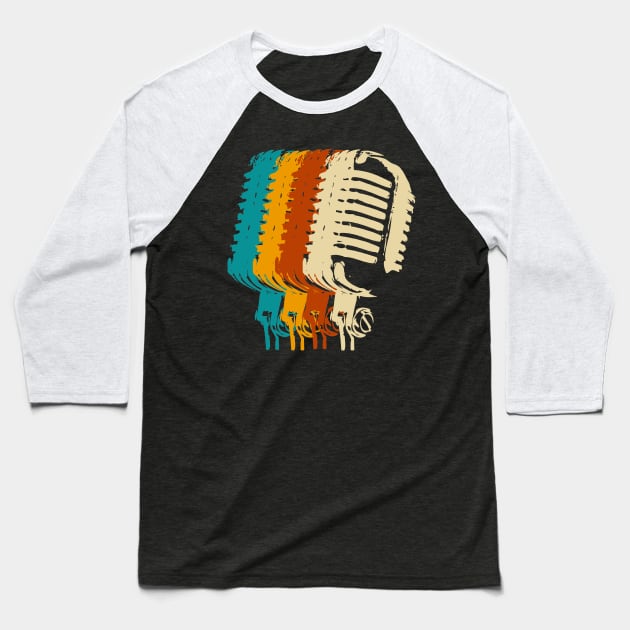 retro hip hop microphone Baseball T-Shirt by Lamink